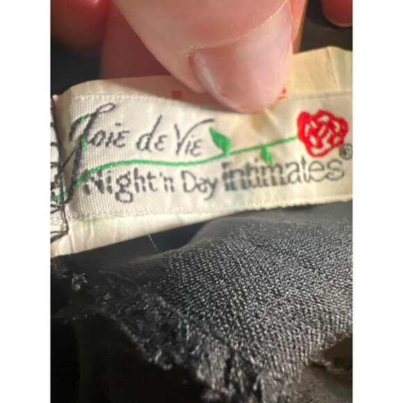 90's Vintage José De Vie Black Satin & Lace Nightgown Medium - Picture 4 of 8